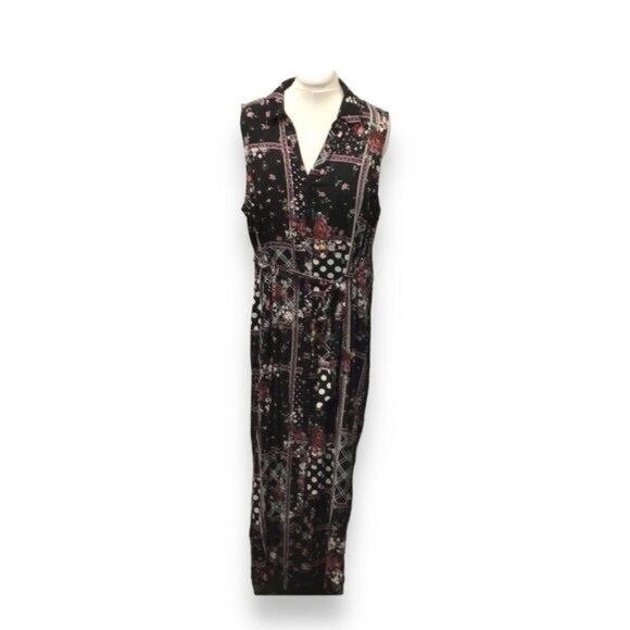 Torrid Women’s Patchwork Floral Challis Maxi Shirt Dress, Black, size 3 - Picture 3 of 11